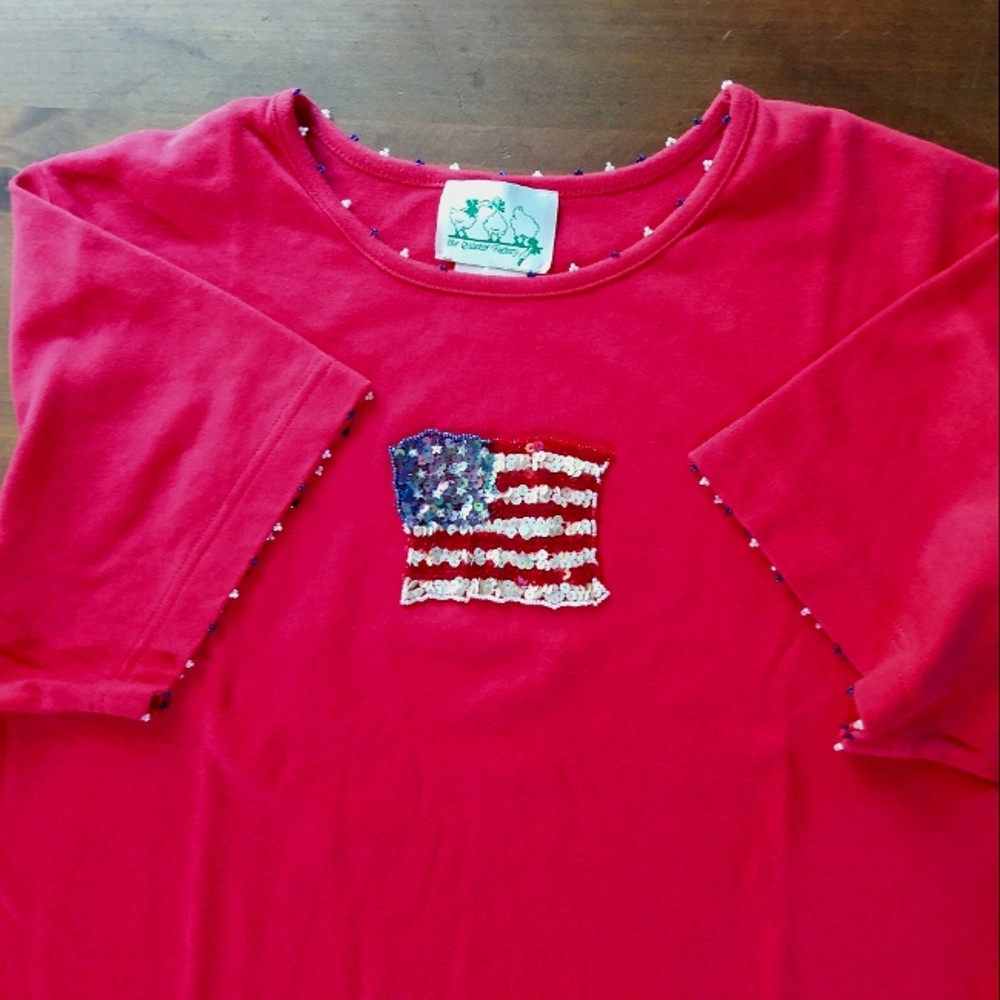 Quacker Factory Patriotic Sequin/Bead Detail Jers… - image 3